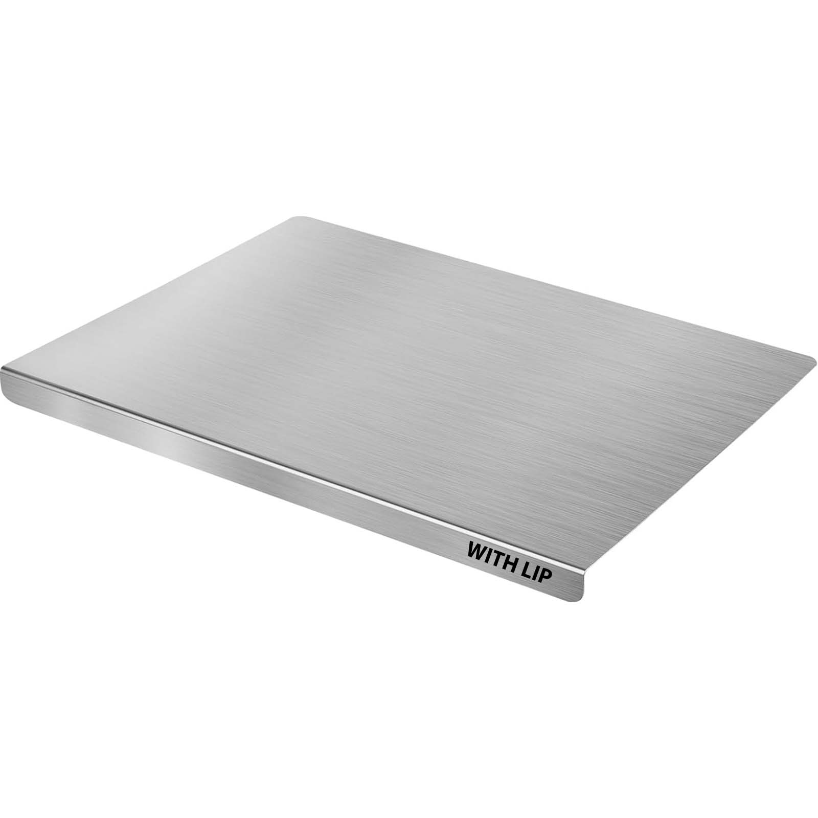 WITH LIP 304 Stainless Steel Cutting Board for Kitchen- Large L-Shaped Bread Board, Double-Sided Chopping Board for Baking, Non Adhesive Bread Cutting Board