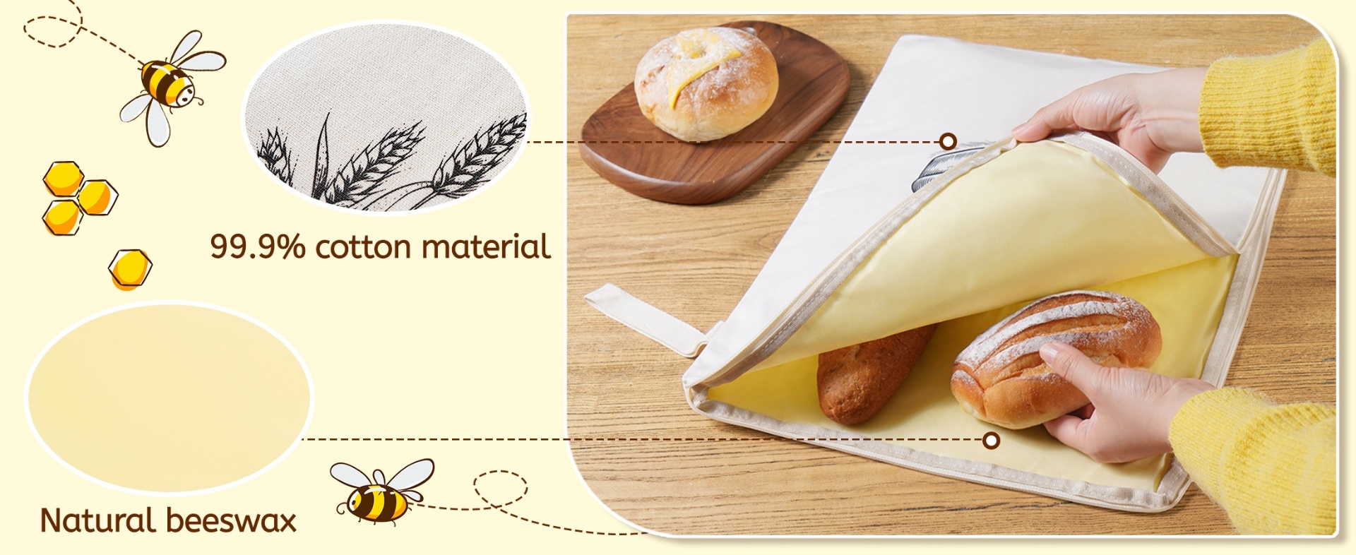 99.9% Cotton + Natural Beeswax