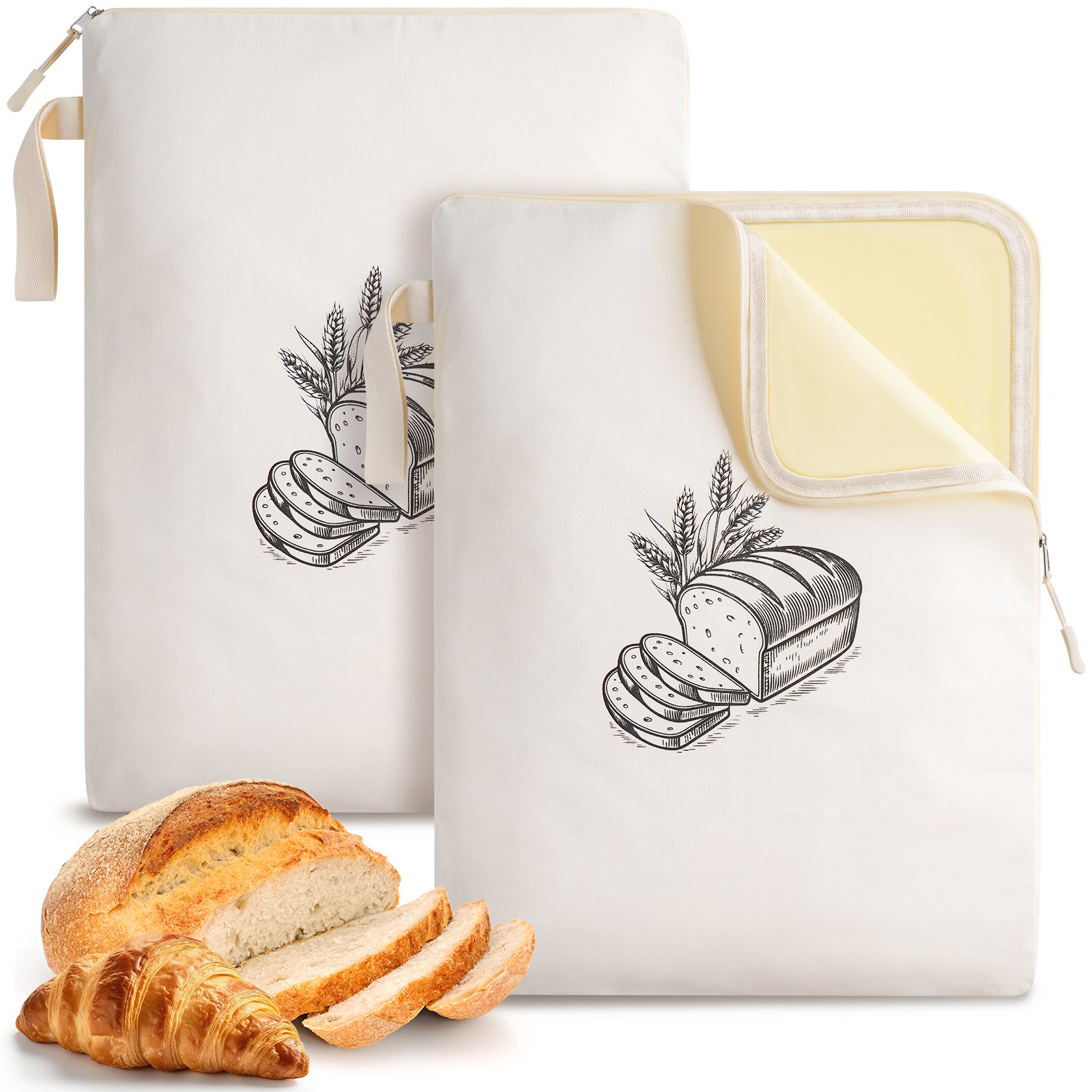 2 Pack Beeswax Bread Bags for Homemade Sourdough — Reusable, Freezer-Safe, Zipper Seal