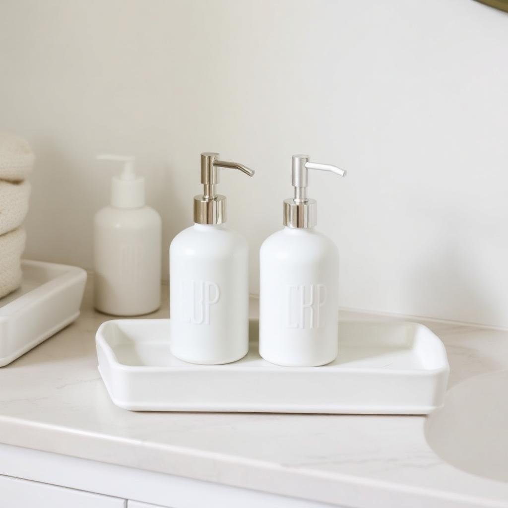 Ceramic Vanity Tray & Dispenser Duo